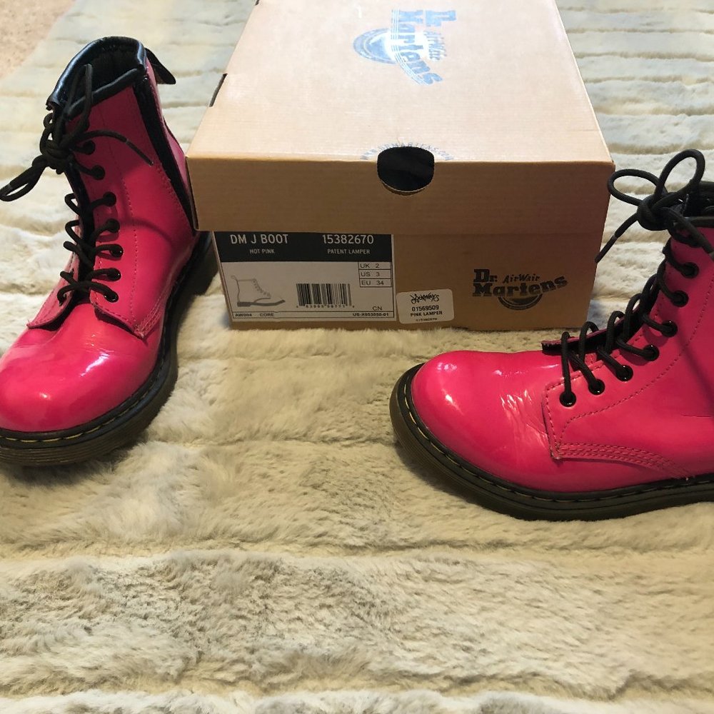 DR. MARTENS BOOTS, KIDS, HOT PINK - SIZE 3